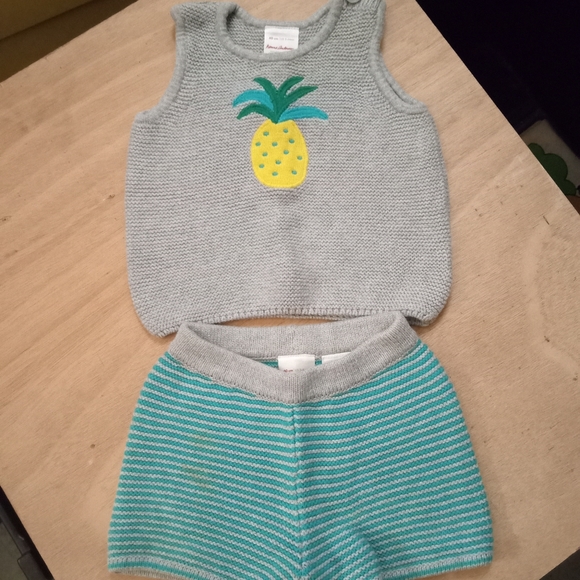 NWOT 3-6m Hanna Andersson Organic Cotton Knitted Tank and Shorts Combo - Picture 1 of 5